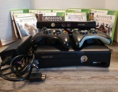 Microsoft Xbox 360 S Black Console Model #1439 Bundle With 10 Games