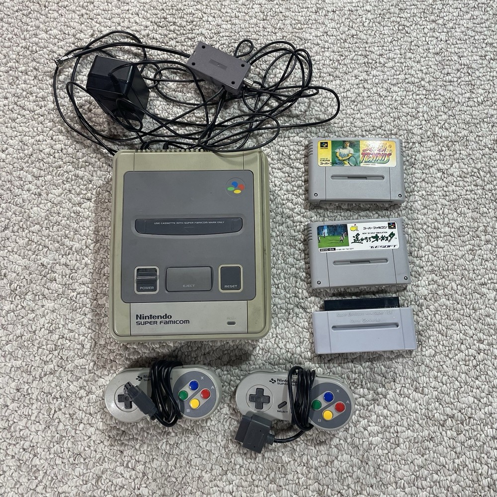 Nintendo Super Famicom Console Bundle SFC Japan Import 2 Controllers Games RF