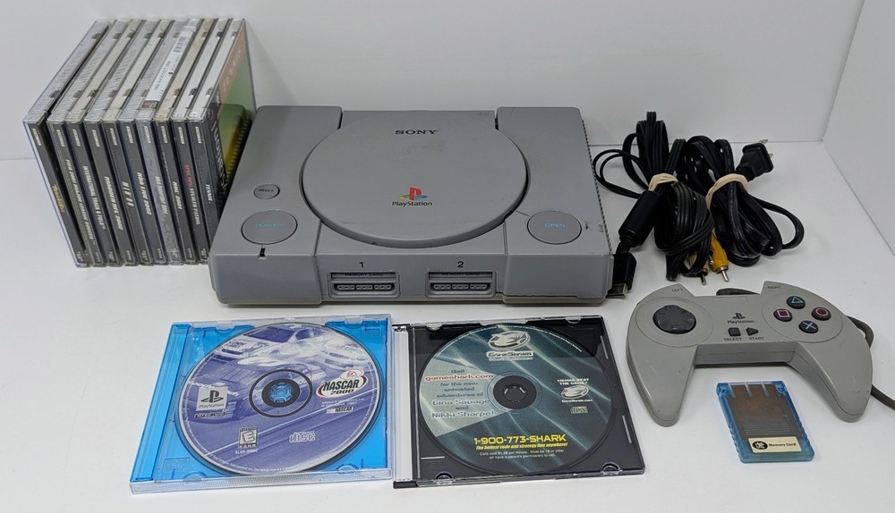 Sony PlayStation 1 PS1 Console Bundle w 11 Games – Bravo Air Race & More Tested!