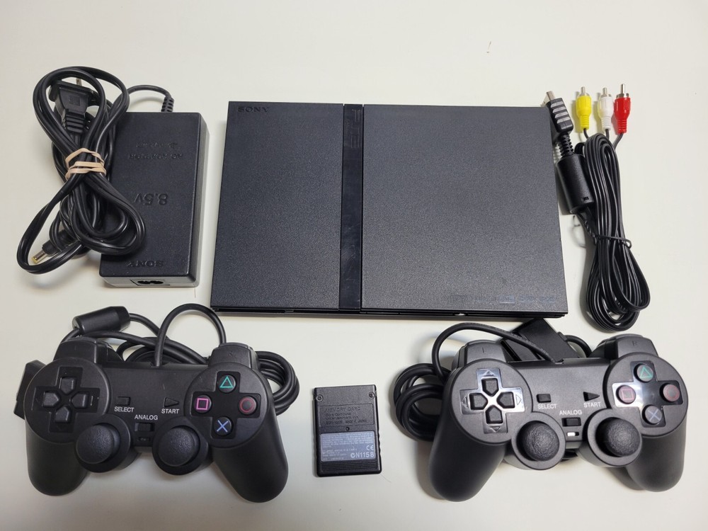 GUARANTEED Slim Playstation 2 Console PS2- 2 BRAND NEW Controllers PS1 Compat VG