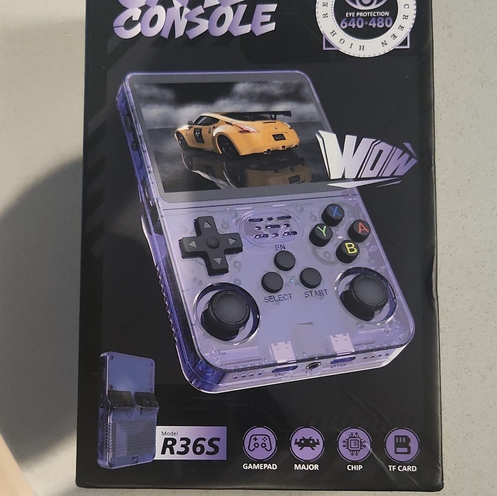 R36S Handheld Game Console 128GB 3.5in 640×480 Purple/White Wi-Fi