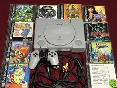 Sony PlayStation 1 PS1 Complete Console Bundle/Cables/10 Games TESTED WORKS