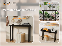 Solid Wood Console Table Narrow Entryway Table for Hallway Behind Couch Foyer