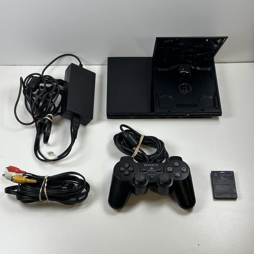 Sony PlayStation 2 Slim Console Black (PS2) w/Cord + Controller / Tested & Works