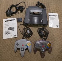 Nintendo 64 Console Bundle with Game, Controllers, Jumper Pack, A/V Cord, Manual