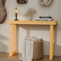 Solid Wood Console Table Narrow Entryway Table for Hallway Behind Couch Foyer