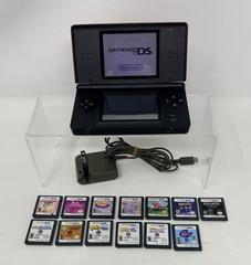 Nintendo DS Lite Crimson Red Console Tested Working + Charger Stylus 13 Games