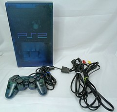 PS2 Ocean Blue Console Controller set Playstation2 NTSC-J Japan Tested