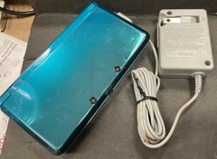 Nintendo 3DS Aqua Blue Handheld Console Fully Tested Teal Bundle W/ Game Used