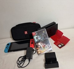 Nintendo Switch Console Bundle w/ Final Fantasy VII VIII Dock Case Neon Joy-Con