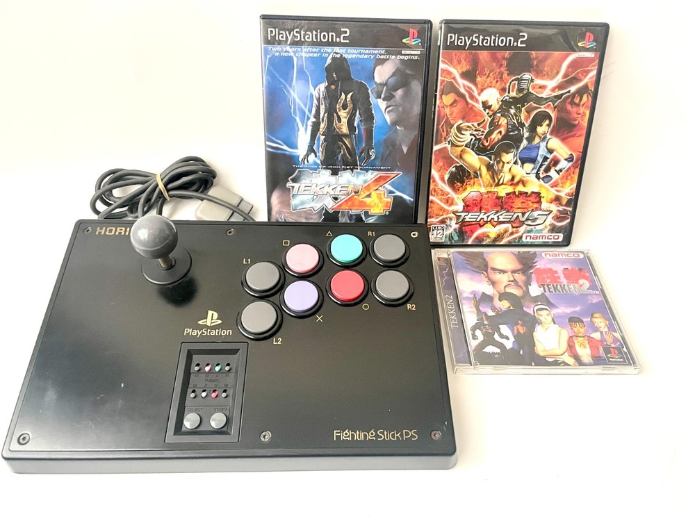 HORI Fighting Stick PS Arcade Controller Bundle with Tekken 2 4 5 PS1 PS2 Japan
