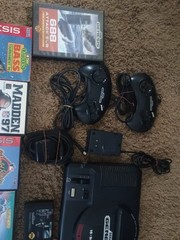 Sega Genesis Model 1 System Console with 2 Controllers + 8 Games Tested/Working