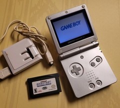 Gameboy Advance SP AGS-001 Platinum Silver Console w/AC Adapter Midway Arcade