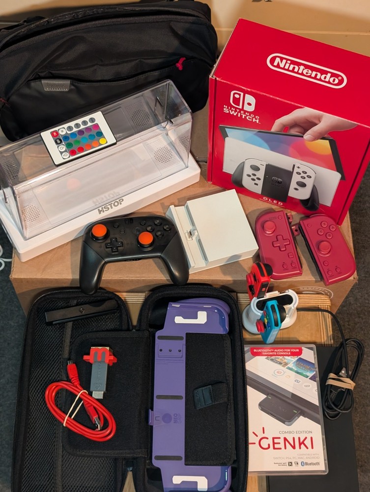 Nintendo Switch OLED Model – White bundle w/ extra controllers & accessories