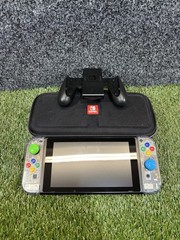 Nintendo Switch V2 Console Bundle + Clear Joy-Cons and Case Works Perfectly