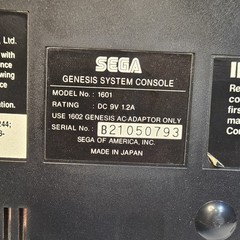 Sega Genesis Model 1 (1601) Console and OEM power cable adapter, Powers On