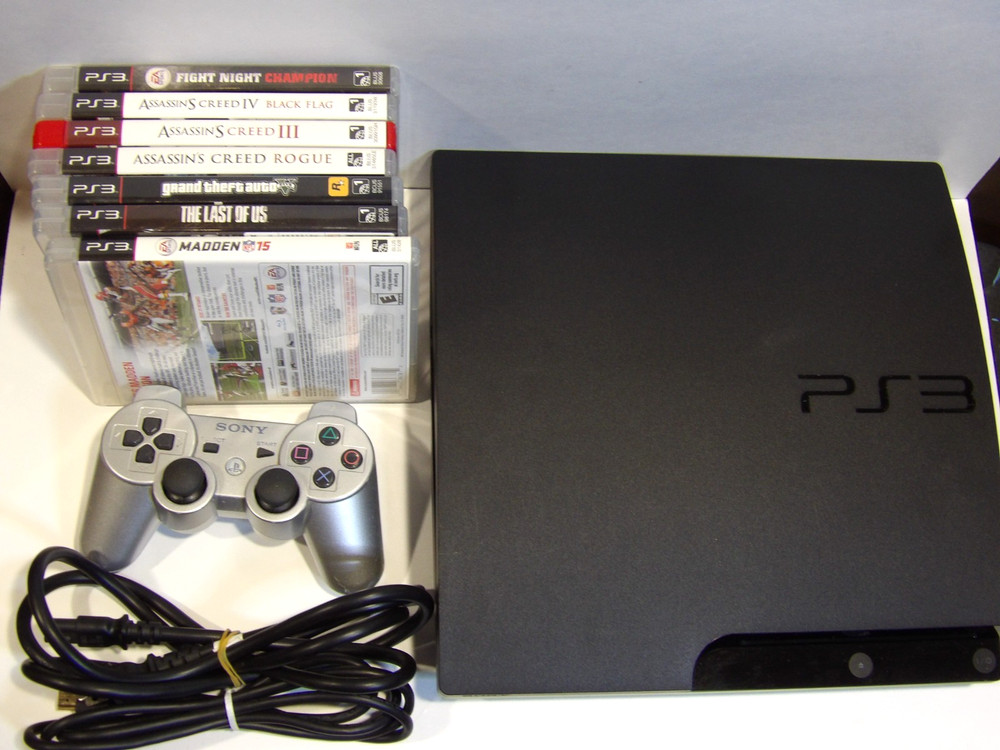 Sony PlayStation 3 PS3 Slim 160GB Console CECH-3001A Bundle with 7 Games & OEM