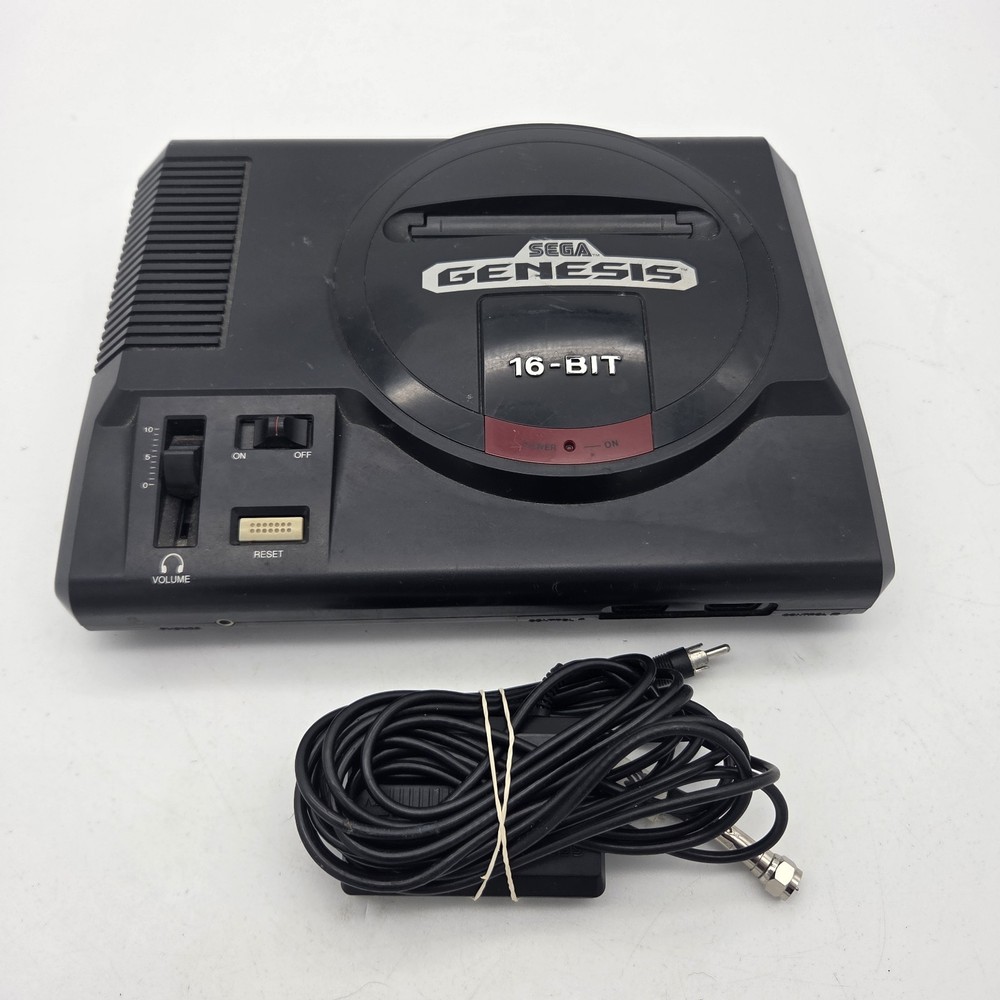 Sega Genesis 16 Bit Model 1 Console Only W/ RF Cable *missing Side Cover* Tested