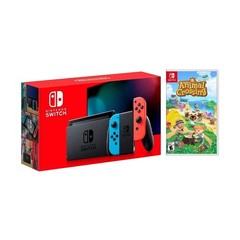 NEW Nintendo Switch Blue and Red JoyCon Bundle and Animal Crossing: New Horizons