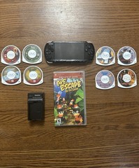 Sony PSP 3001 Black Handheld Console with 5 Games & 4 Movies Bundle Lot