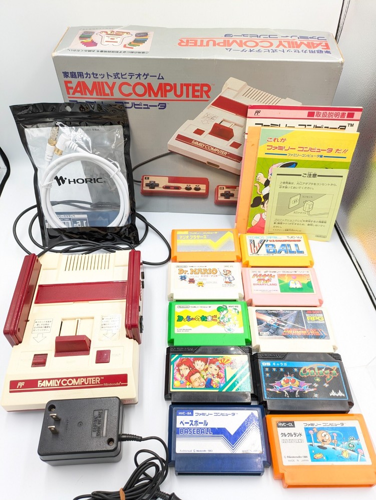 Famicom Console Nintendo Family Computer FC CHV-001 Boxed +10 Games NES Tested