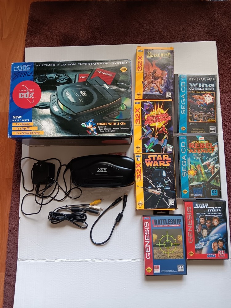 Sega genesis CDX lot, CDX console, 32X, games.