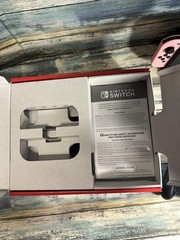 Nintendo Switch OLED Model w/ Neon Red & Neon Blue JoyCon Console + 2 JoyCons