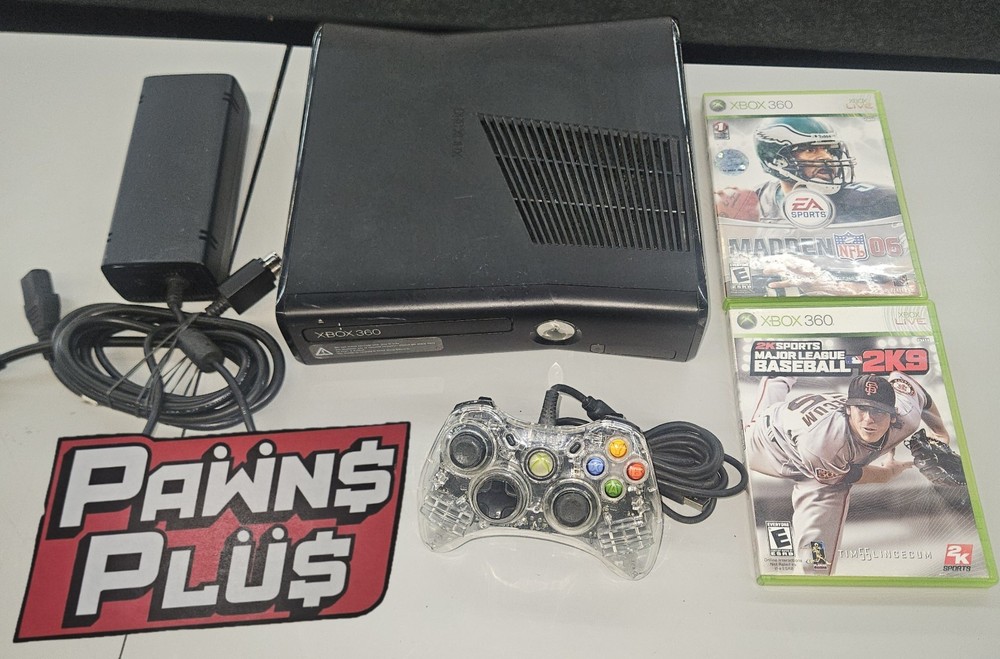 Microsoft Xbox 360 S Black Console HDMI Wi-Fi Capability w/Controller & 2 Games