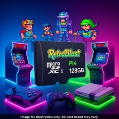 RetroBlast 128GB Micro-SD Card Raspberry Pi 4 Retro Gaming Plug & Play