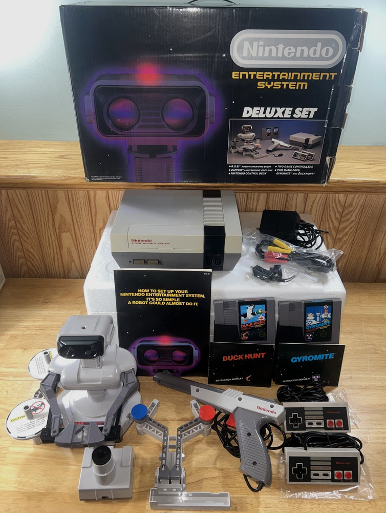 Nintendo NES 1986 DELUXE SET BOX Set ROB Robot CIB SERVICED + PLAY TESTED! NICE!