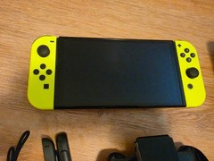 Nintendo Switch OLED Console Bundle Neon Green Yellow Joy-Con White Dock Extras