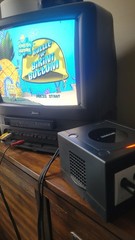 Black Nintendo GameCube Console Bundle Lot 3 Games 2 Controllers Robot SpongeBob