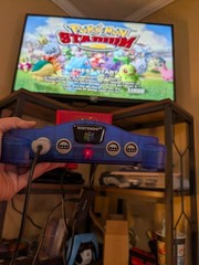 Nintendo 64 N64 Translucent Blue Console Completely Rebuilt With 4 Controllers!!