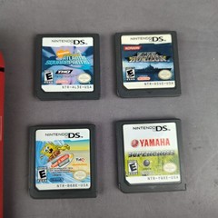 Nintendo 2DS Black/Red Handheld Console w/ Charger, Stylus, and 4 Games Tested