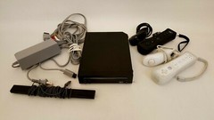 Nintendo Wii black model RVL-101 + 2 controllers + nunchucks + sensor family ed
