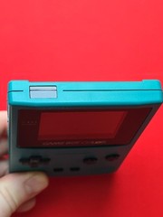 Game Boy Color System Console Nintendo CGB-001 Teal Blue Works Sound Cover Issue