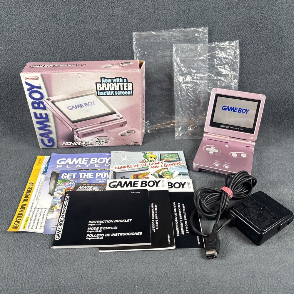 Nintendo Game Boy Advance SP – Pearl Pink AGS-101 – Complete w/ All Inserts