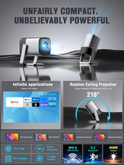 [Compatible with Netflix & TOF Real-Time Focus] Mini Projector with Wifi and Blu