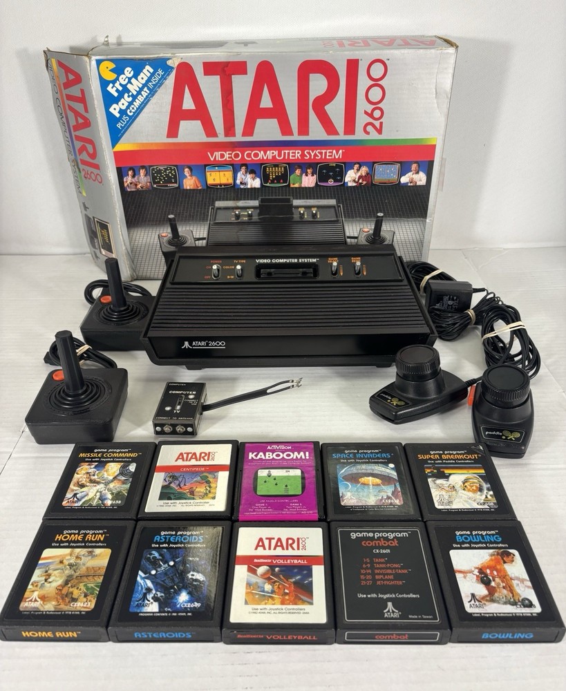 Atari 2600 4-Switch Console Darth Vader Console CIB W 10 Games And Extras Serial