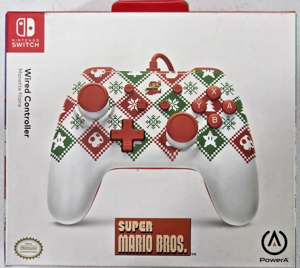 PowerA Advantage Wired Controller (Mario Holiday Sweater) Switch New Special