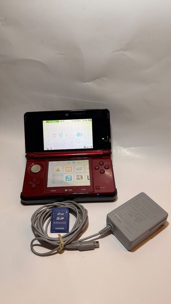 Nintendo 3DS Handheld Flame Red – All Original Accessories PLUS Charging Stand
