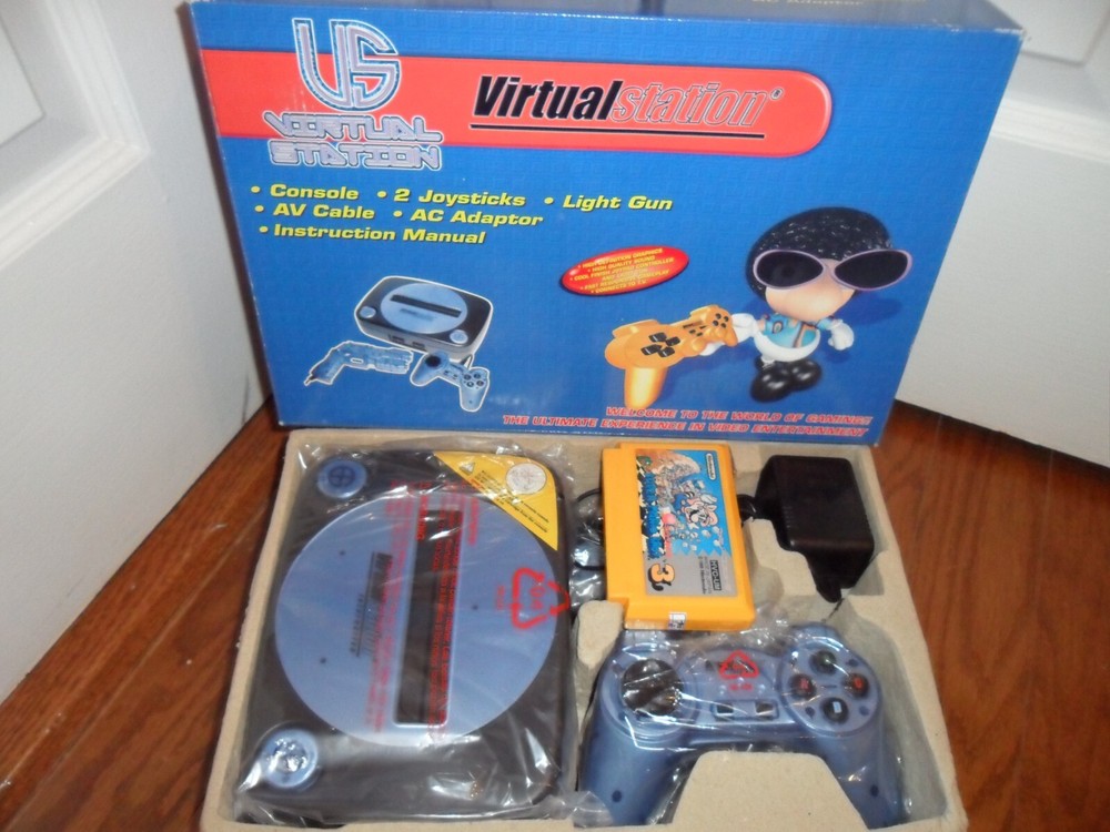 New Virtual Station Interactive Famiclone Blue Console w/SUPER MARIO BROS 3 Game