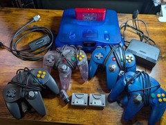 Nintendo 64 N64 Translucent Blue Console Completely Rebuilt With 4 Controllers!!
