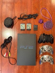 Working SONY PlayStation 2 Console + 3 Controllers (2 Wireless) + 3 Memory Cards