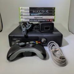 Xbox 360 S Slim 4GB Console Bundle Controller Lot Of 5 Games #ML