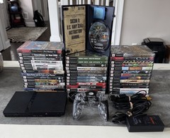 PS2 Slim Bundle – Console+Controller+8MB Card+OEM Cables+ 40+ Games L@@K + READ