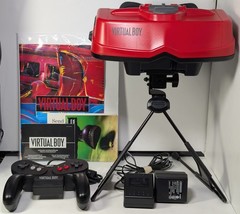 1995 Nintendo Virtual Boy Console Controller AC Adapter Manual Inserts Tested