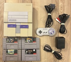 Super Nintendo SNES Console Bundle 4 Games Controller Tested Works