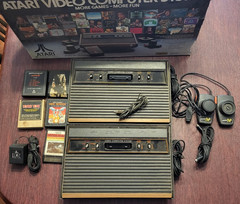 Vintage Atari 2 Consoles CX-2600A, Adapter, Paddle, 5 Games, Cables