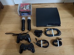 Sony PS3 Slim 160GB Bundle 2 Controllers 2 Move 7 Games CECH-2501A